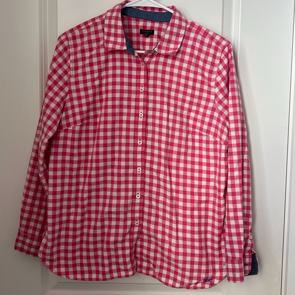 Talbots Petite Pink and White Gingham Button Down Top Size Large - Picture 7 of 7